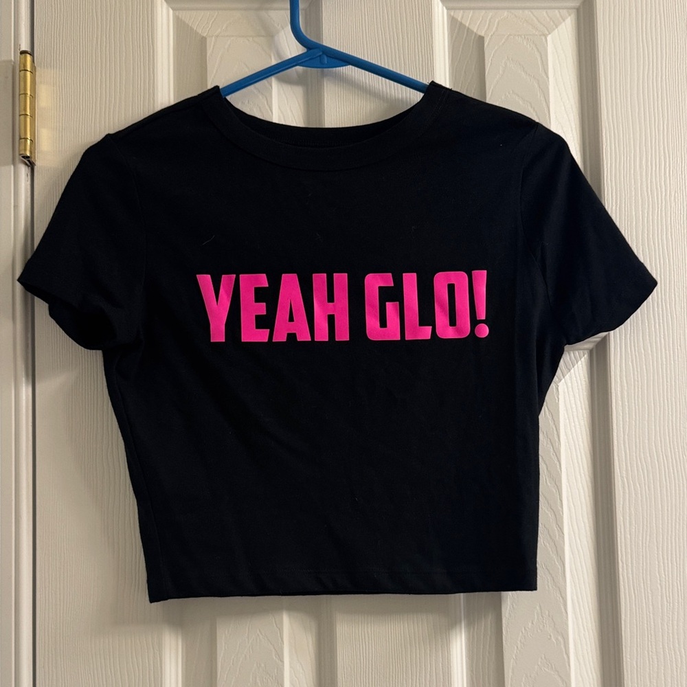 Wild Fable Black Crop Top with Pink Print